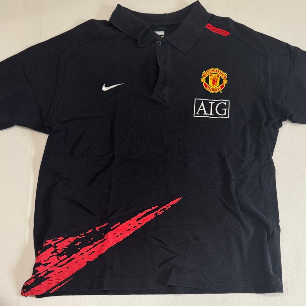 Nike Black and Red Manchester United Polo